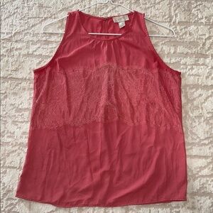 LOFT Coral Lace Tank Top